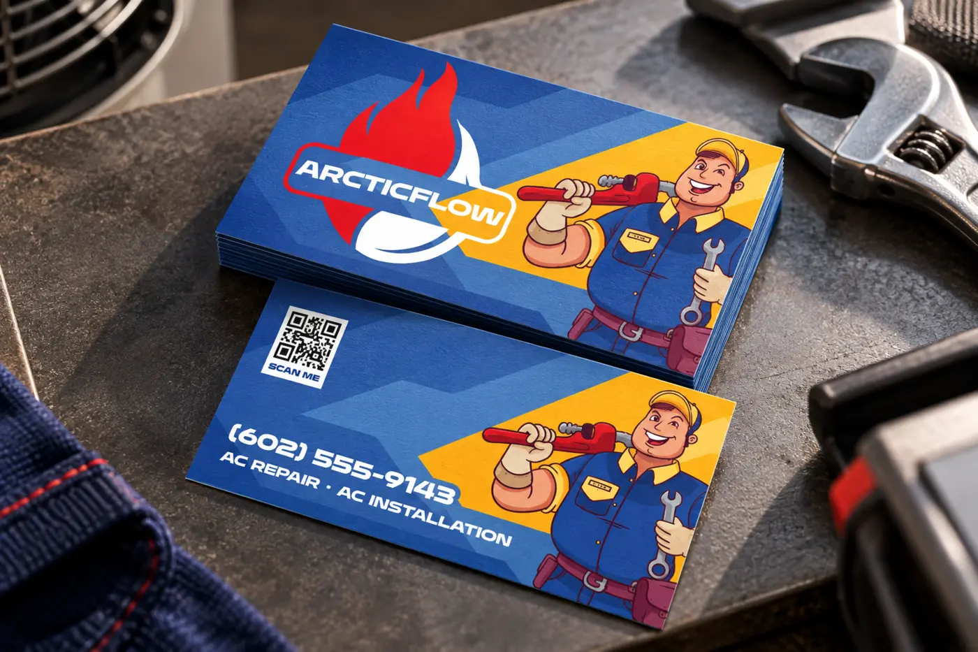 ArcticFlow HVAC business card design