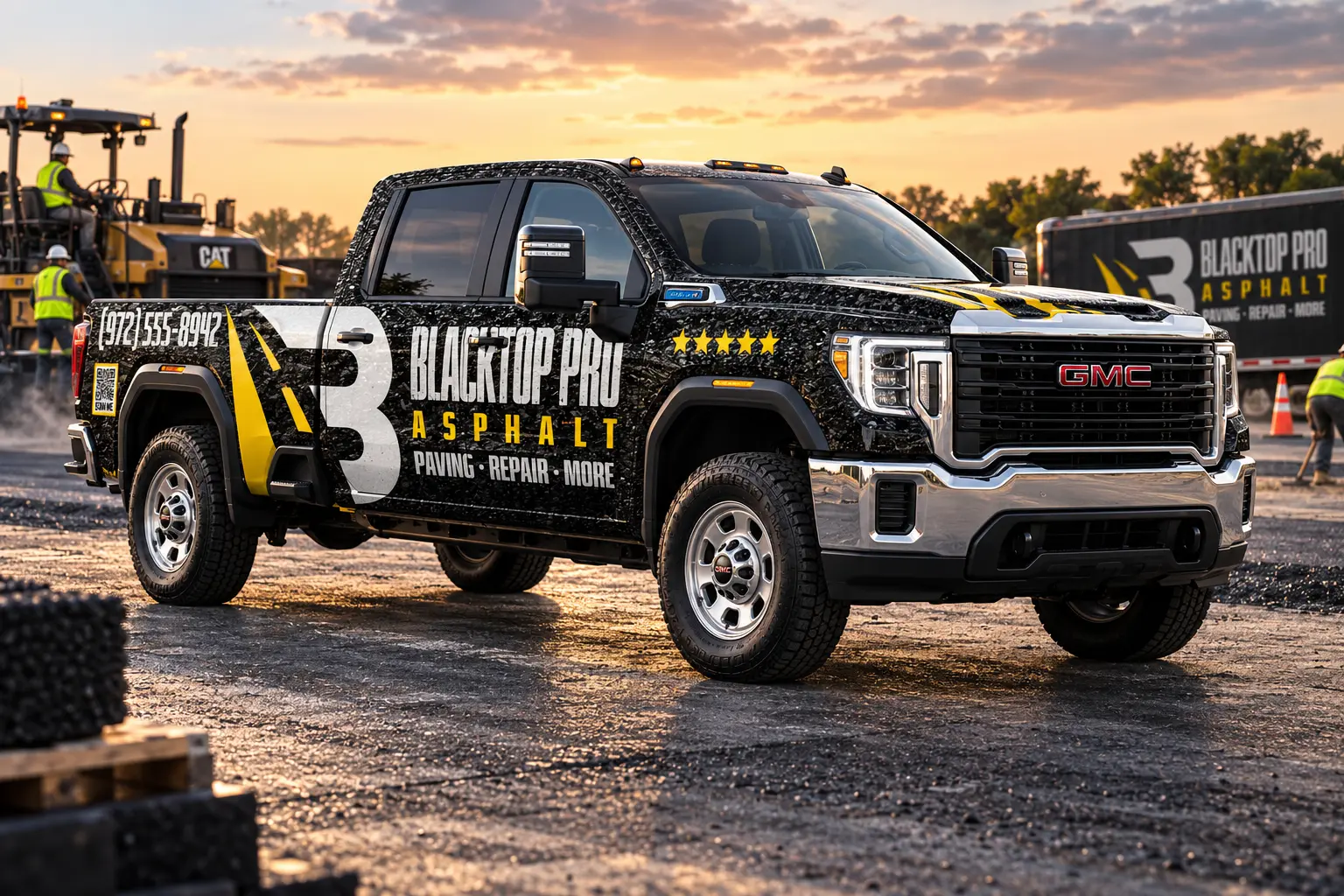 Blacktop Pro Asphalt black work truck wrap