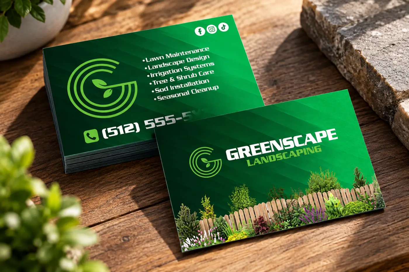 GreenScape Landscaping business card design