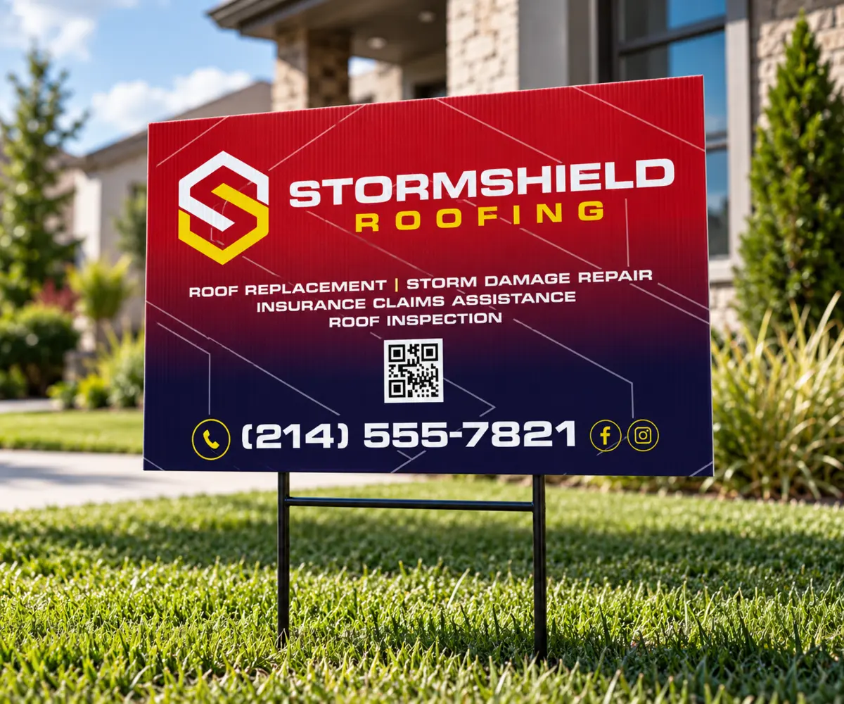 StormShield Roofing yard sign design